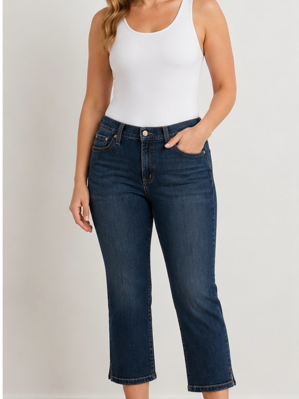 ❤️ Vintage Karen Kane Los Angeles Women’s Deep Indigo Cropped Ankle Jeans 8